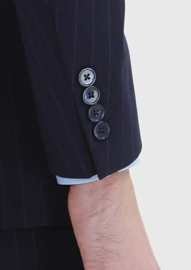 RAMSEY Navy Blue Striped Thin&Taller Slim Fit Wool Blended Suit